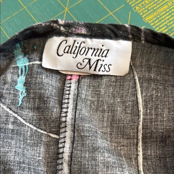 Vtg California Miss Black Red Floral  3X Maxi Dress Caftan Boho Hippie Made USA - Picture 3 of 6